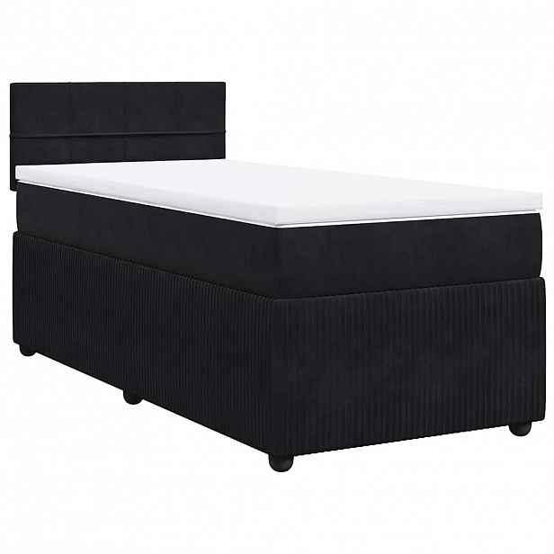 vidaXL Box spring postel s matrací černá 90x190 cm samet