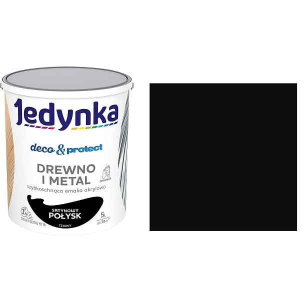 Jedynka Akrylová Smaltová Barva 5 L Černá Saténový Lesk Dřevo A Kov