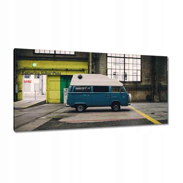 Obrazy 115x55 Modrý autobus Auto