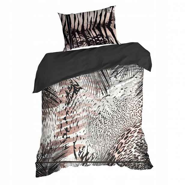 Povlečení saténové Eva 140x200 Eva Minge j.bronz černé zvířecí skvrny zebra