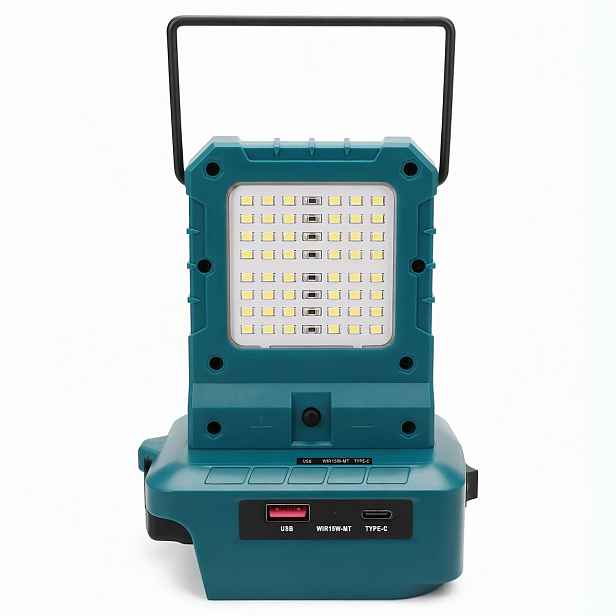 TEMU Bateriový adaptér s LED pracovním světlem, pro Makita 18V baterii, oboustranné LED světlo s USB a Type-C nabíjecím , přenosné venkovní osvětlení