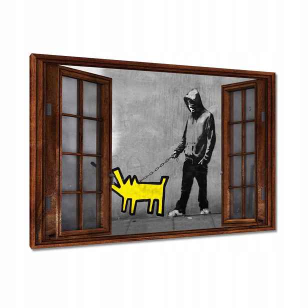 Obrazy 90x60 Žlutý pejsek Banksy Lol