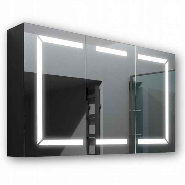 Dřevěná skříňka 120x70 Led zrcadlo Freya Černá