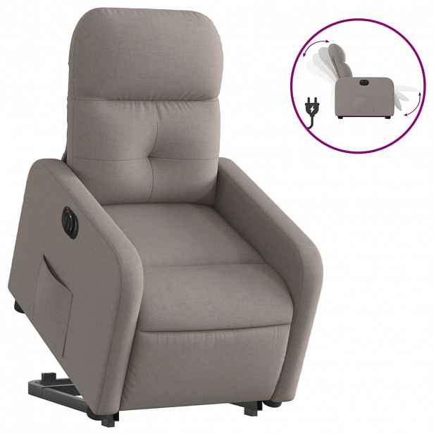 vidaXL Elektrické zvedací polohovací křeslo taupe textil