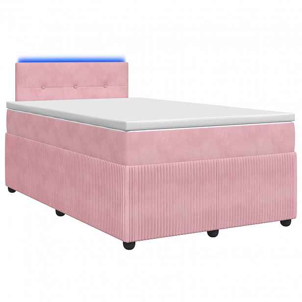 vidaXL Postel boxspring s matrací s čelo Růžová 120 x 190 cm Samet