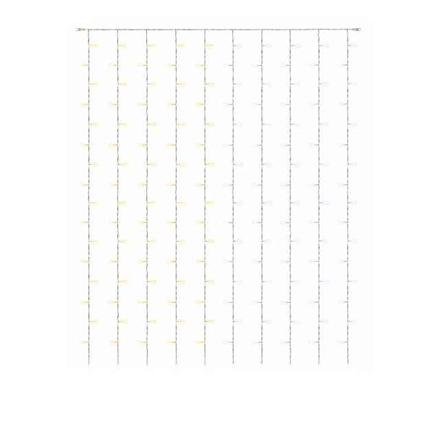 Easy Fix LED světelný závěs venkovní, 100 × 150 cm, bi-color ledově a teple bílá, 150 diod, bílý kabel, IP44, prodlužovací