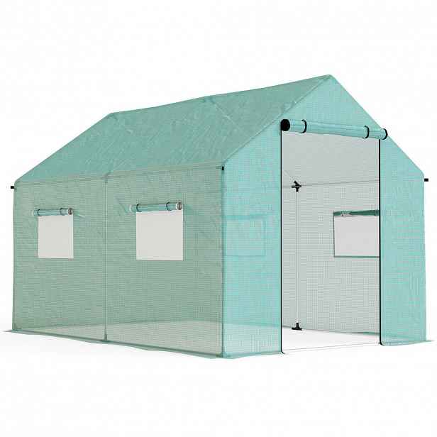 Outsunny FOLIOVÝ SKLENÍK, 2 x 3 x 2 m skleník, skleník s roletovým oknem, roletovými dveřmi