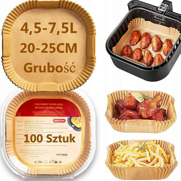 Papír Na Pečení x100 Papír Na Beztukovou Fritézu 25 CM