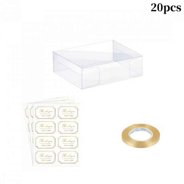 TEMU Dárek pro Ni/Něj 20ks-Průhledná PVC Dárková Krabička, Velikost 3,9x3,9x1,18 Palců, PVC Krabička na Svatební Dárky, pro Cukrovinky, Čokoládu,
