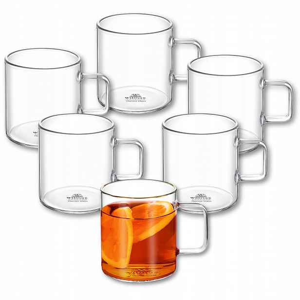 Termohrnek na čaj nebo kávu skleněný Wilmax 500 ml, sada 6 ks