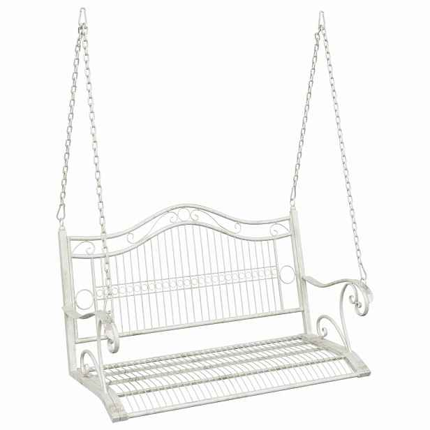 vidaXL Houpací lavička Ocel 115 x 61 x 63 cm Antická bílá