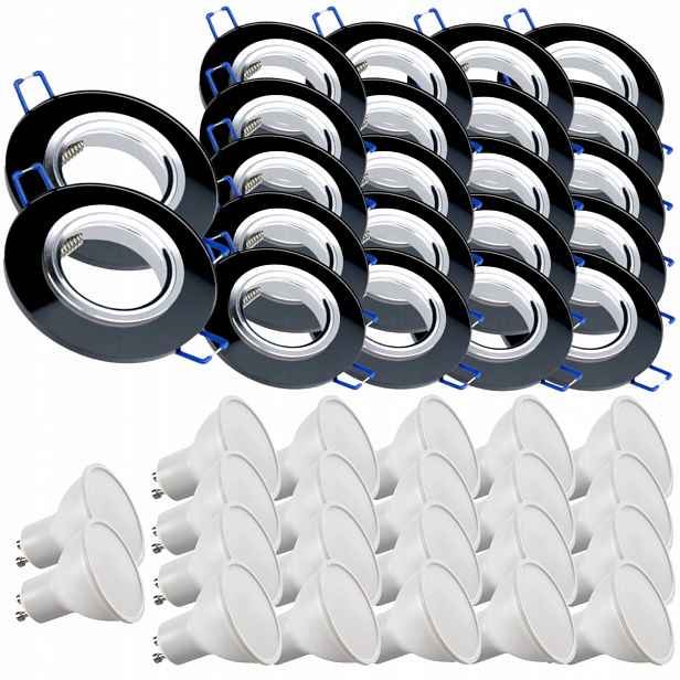 22x Černá Skleněná Stropní Lampa Kulatá Objímka Led Žárovky 5W