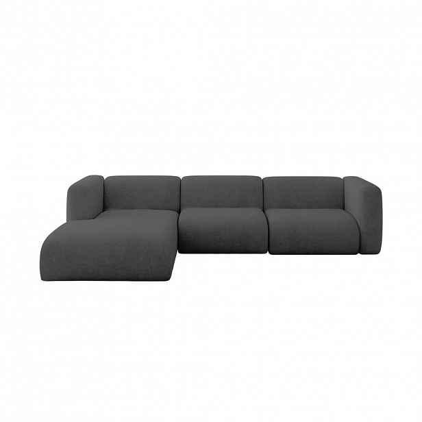ALTDECOR ROHOVÁ SEDAČKA S LEVOU OTOMANOU MIRA-L2 318x179x89 Tmavě šedá Velur