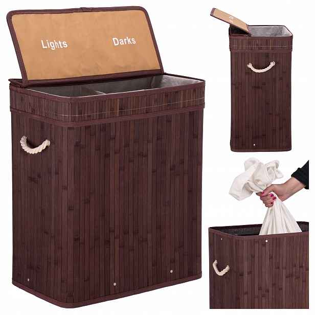 Bambusový koš na prádlo s víkem 100 l wenge