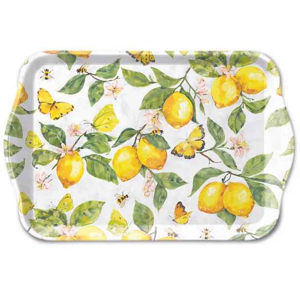 Bílý melaminový tácek s citróny  Fresh Lemons - 13*21 cm Ostatní