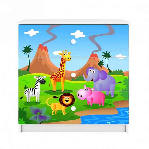 Dětská komoda Babydreams bílá - Safari