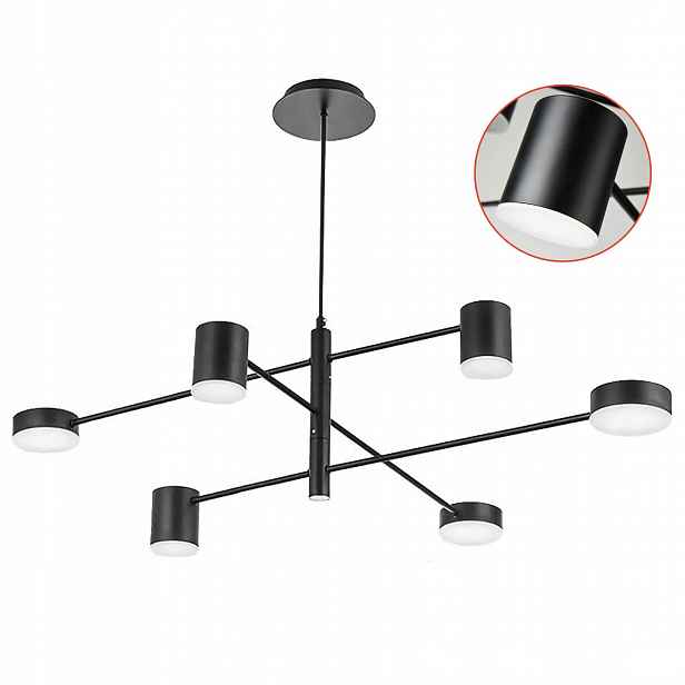 Moderní závěsná Led lampa 76 cm černá 6 ramenná kovová lampa Loft