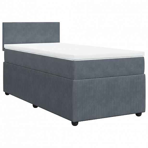 vidaXL Box spring postel s matrací tmavě šedá 90x200 cm samet