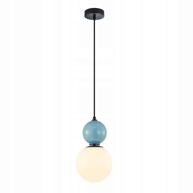 Dekorativní závěsná lampa koule černo-bílo-modrá 1xE27 40W Italux