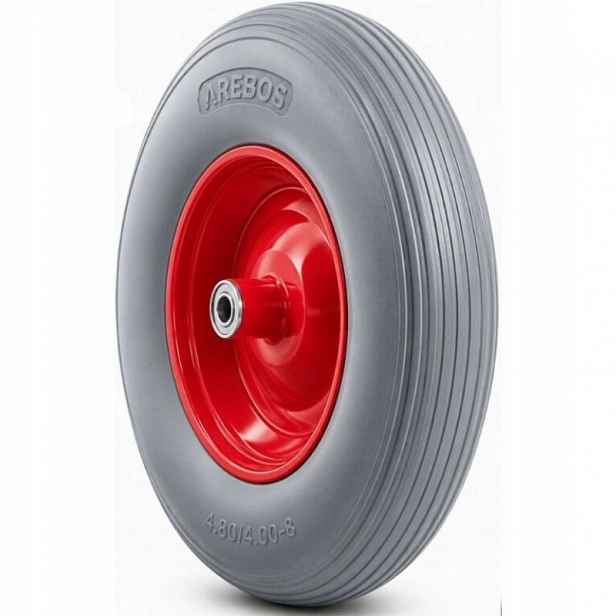 Kolo pro trakař, náhradní kolo z plné gumy, 390 mm, 200 kg, šedo/červené