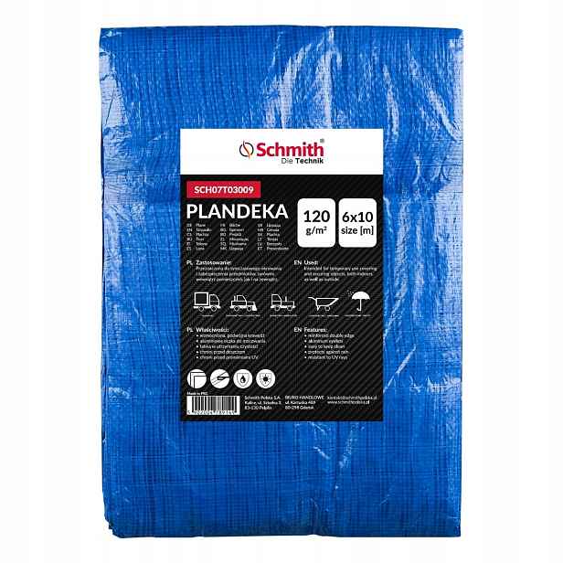 Krycí plachta zesílená, voděodolná, 120 g/m² 6x10 m, Uv Schmith