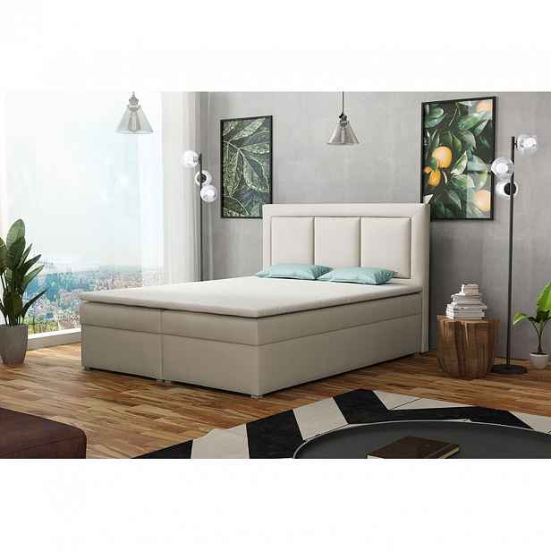 Manželská kontinentální postel 180x200 GOSTORF 1 - krémová + topper ZDARMA