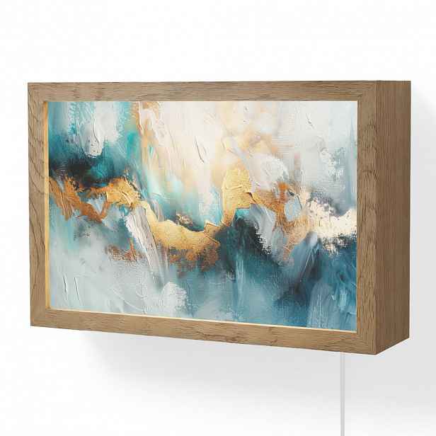 OnlyWow NÁSTĚNNÁ LAMPA Abstraktní - umění - zlatá - modrá 30x20 cm