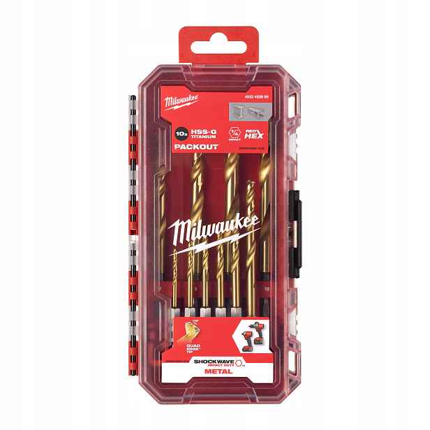 Sada vrtáků do kovu z titanu Hex 3-10 mm 10 dílů Milwaukee Hss-g Tin