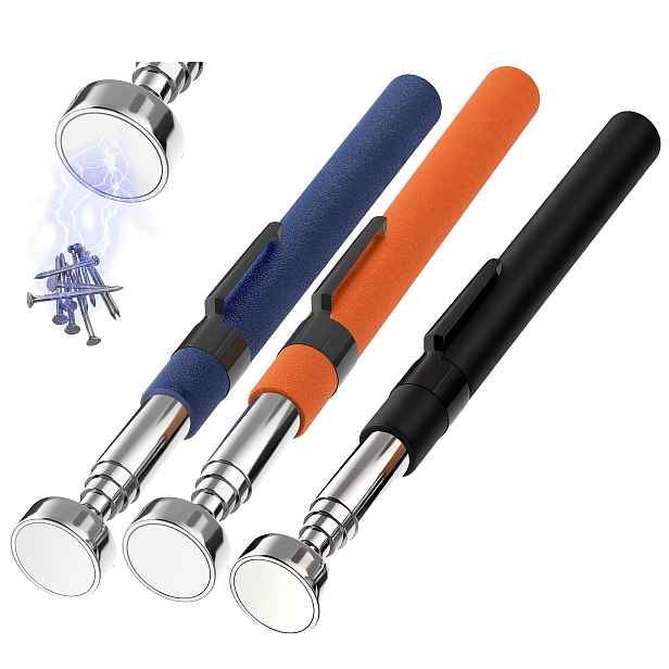 TEMU Náhodný 3ks vylepšených 8LB černých oranžových modrých teleskopických magnetických tyčí. Rozšiřitelné o 72 cm ocelové magnetické nářadí,