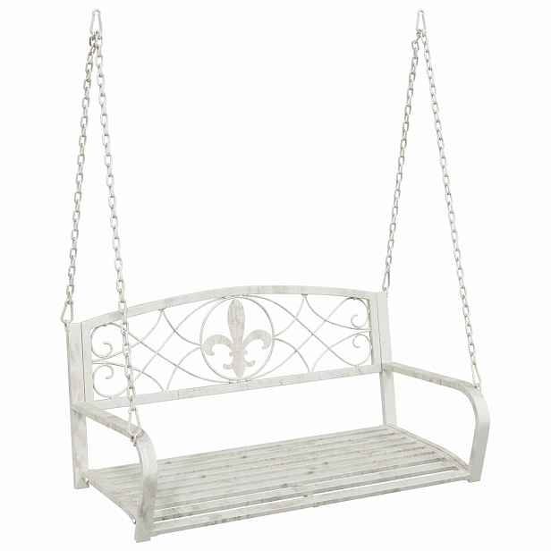 vidaXL Houpací lavička Ocel 110,5 x 59 x 55 cm Antická bílá