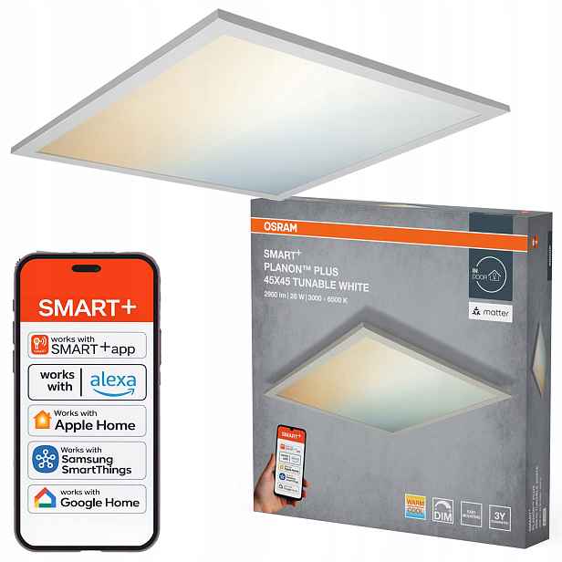 Led panel 28W 2000lm Cct 45x45 cm Smart WiFi Matter Planon Osram