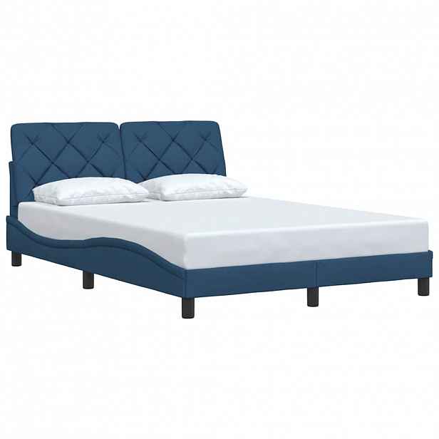 vidaXL Rám postele bez matrace modrý 140 x 200 cm textil