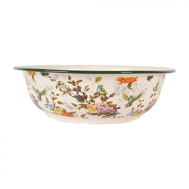 Béžová dekorační smaltovaná mísa s květy Vintage antik - Ø 30*9 cm / 3000 ml Clayre & Eef