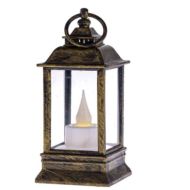 Lucerna s LED svíčkou Cremona měděná, 6 x 13 cm