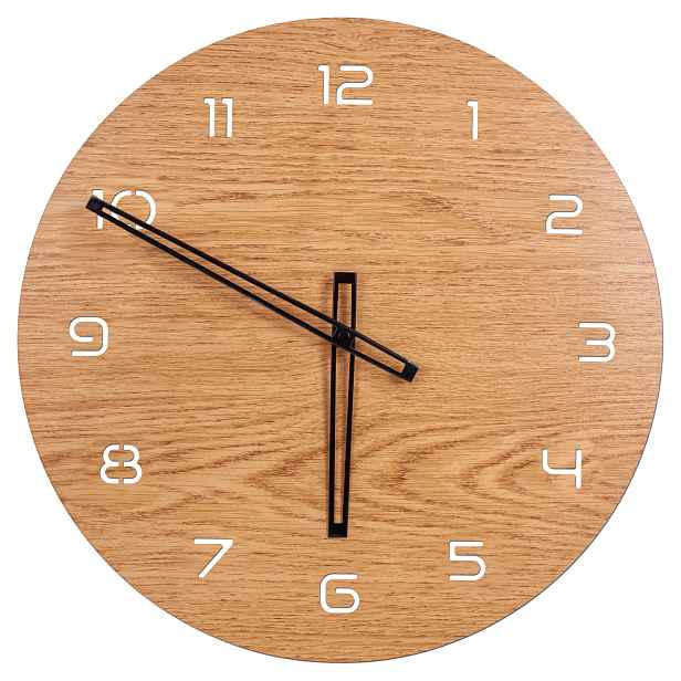 Nástěnné hodiny Dubový 39 Cm Ultratenký Moderní Dub Překližka