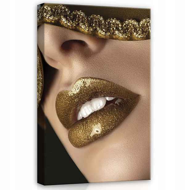 Obraz 80x120 Zlaté rty luxus glamour smyslnost tajemství lesk