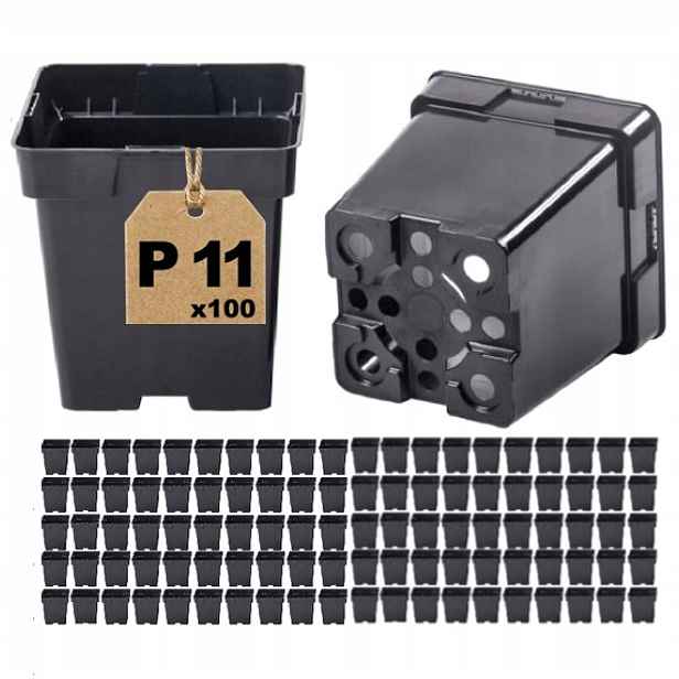Školkářské výrobní květináče P11 čtvercové 1L 11 cm S1A x 100 ks