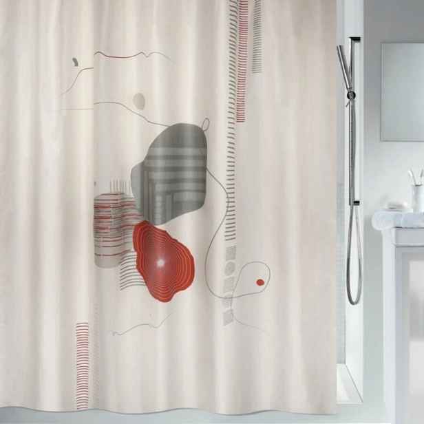 Spirella sprchový závěs Teiva, abstraktní, bílý, 180 x 200 cm, polyester