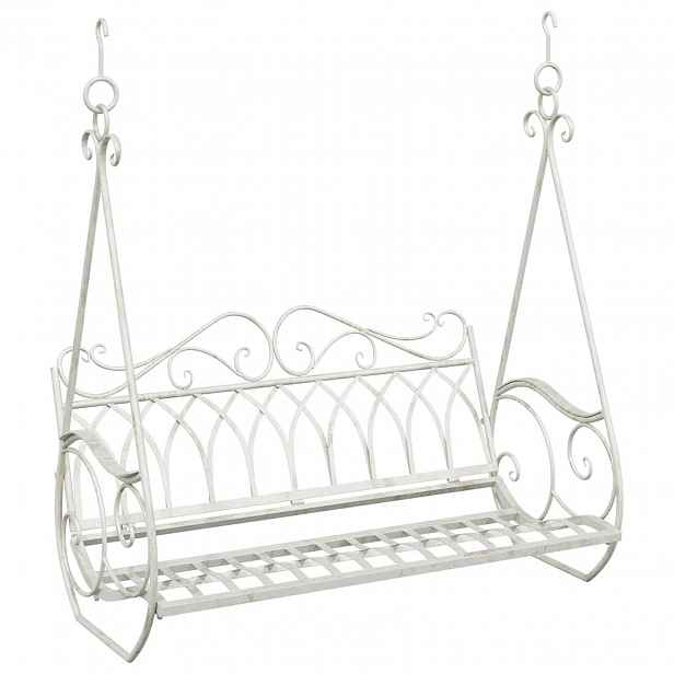 vidaXL Houpací lavička Ocel 112 x 60 x 126,5 cm Antická bílá