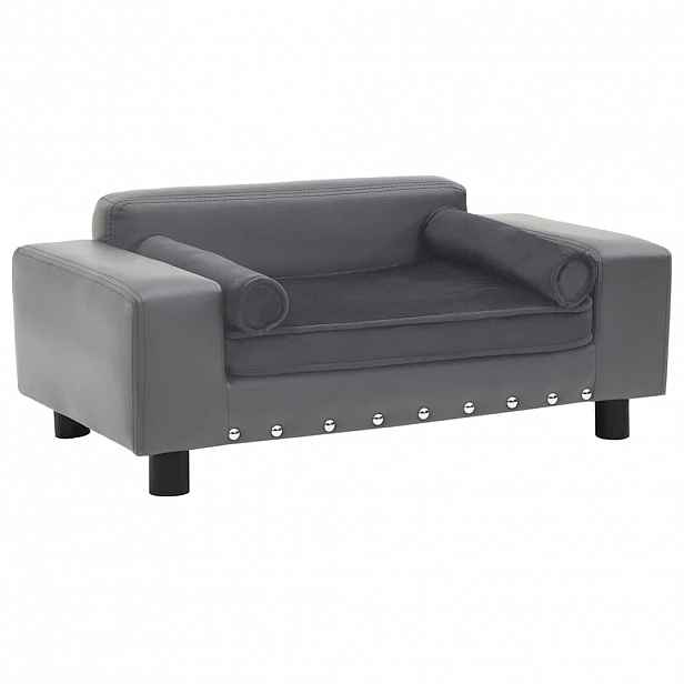 vidaXL Pohovka pro psy šedá 81 x 43 x 31 cm plyš a umělá kůže