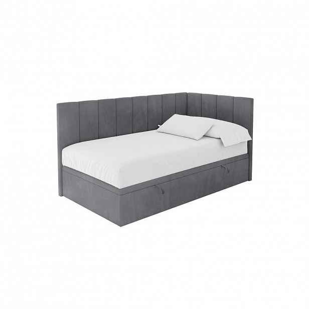 ALTDECOR JEDNOLŮŽKOVÁ POSTEL pro mládež s úložným prostorem vlevo, bez matrace - LOVY 90x200 tmavě šedá