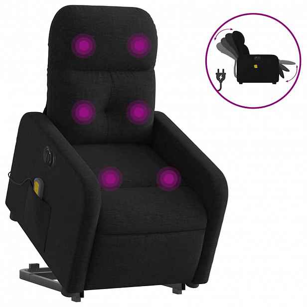 vidaXL Elektrické zvedací masážní polohovací křeslo černé textil