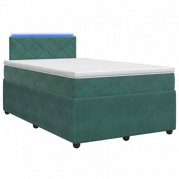 vidaXL Postel boxspring s matrací Tmavě zelená 120 x 190 cm Samet