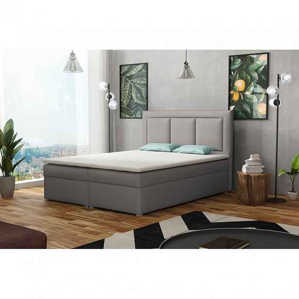 Manželská kontinentální postel 180x200 GOSTORF 1 - šedá 2 + topper ZDARMA
