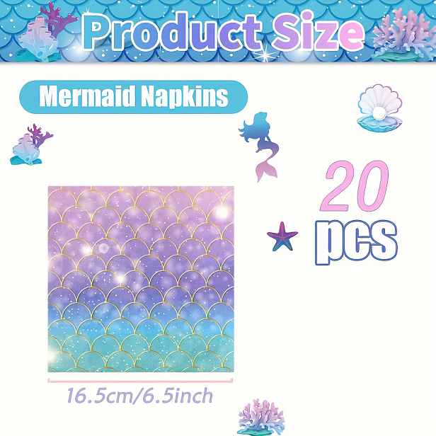 TEMU 20 ks/sada, Ocean Purple ubrousky s rybí zubovou vzorkem, 13" X 13", pro vytvoření párty atmosféry, oslava návratu do školy, setkání třídy,
