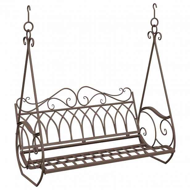 vidaXL Houpací lavička Ocel 112 x 60 x 126,5 cm Antická hnědá