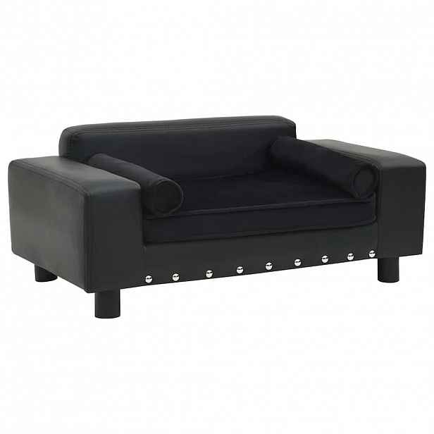 vidaXL Pohovka pro psy černá 81 x 43 x 31 cm plyš a umělá kůže