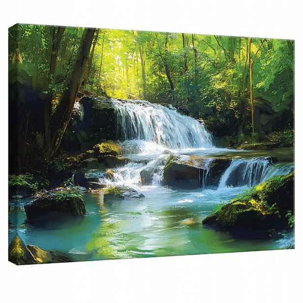 Wallarena OBRAZ na plátně Vodopád Les Příroda Moderní obývací pokoj 60x40
