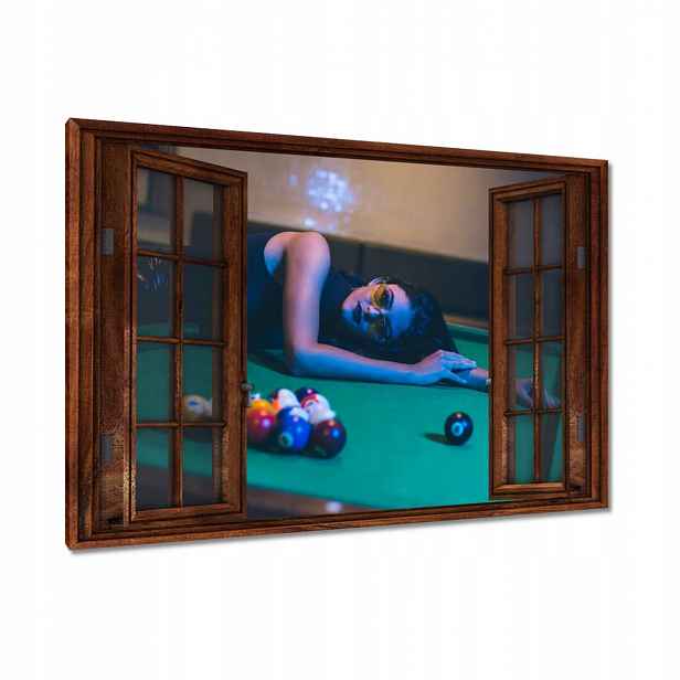 Obrazy 90x60 Kulečník Hra Stůl Bílé Tyče
