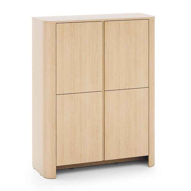MASSENO VYSOKÁ KOMODA AVORIO, 103/132/39 cm 4 dvířky, dekor dub